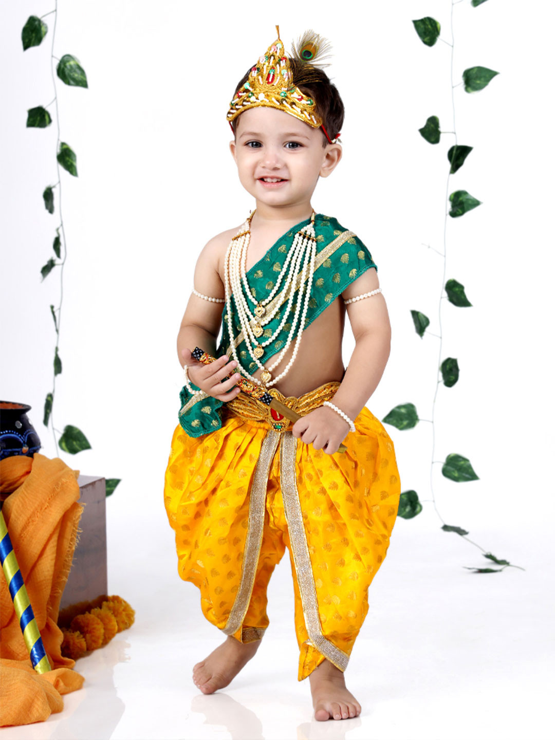 itsmycostume Boys Krishna Dress Costume Set with Accessories