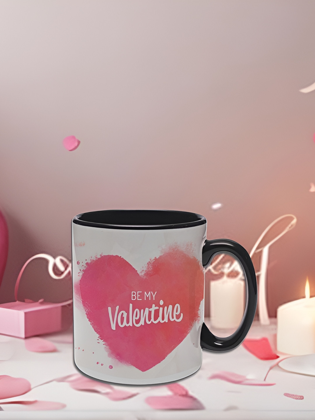 Quace YouWillBeMyValentine White & Pink Printed Ceramic Matte Mug 325ml
