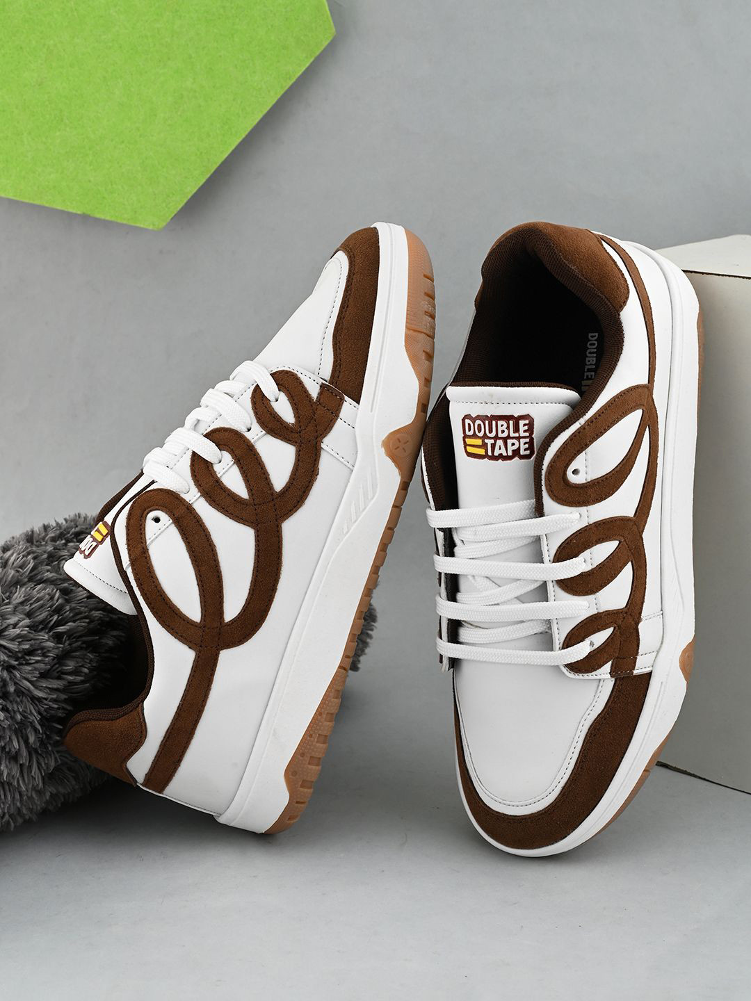DOUBLE TAPE Men Colourblocked Lace-Ups Round Toe Sneakers