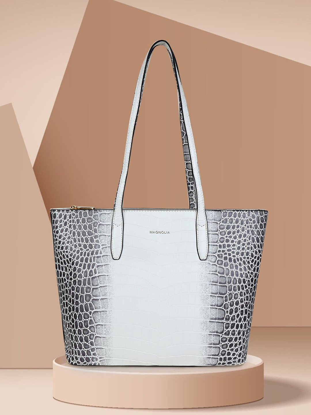 MAGNOLIA Animal Textured PU Structured Shoulder Bag