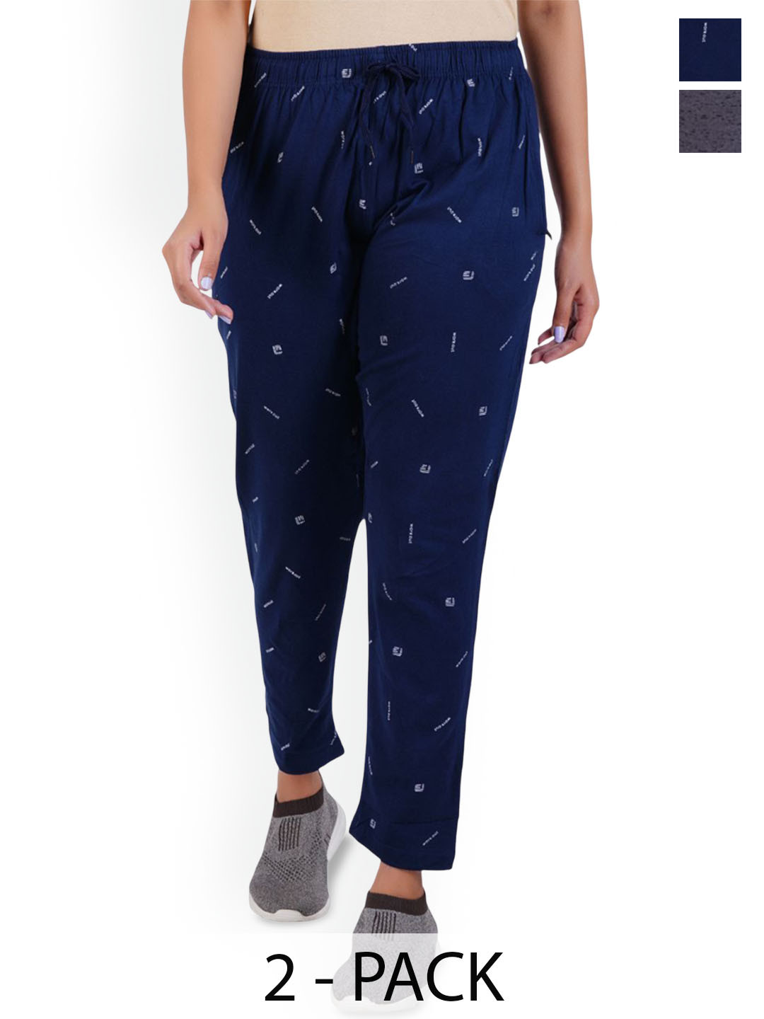 GUIDE Women Pack Of 2 Printed Mid Rise Track Pants