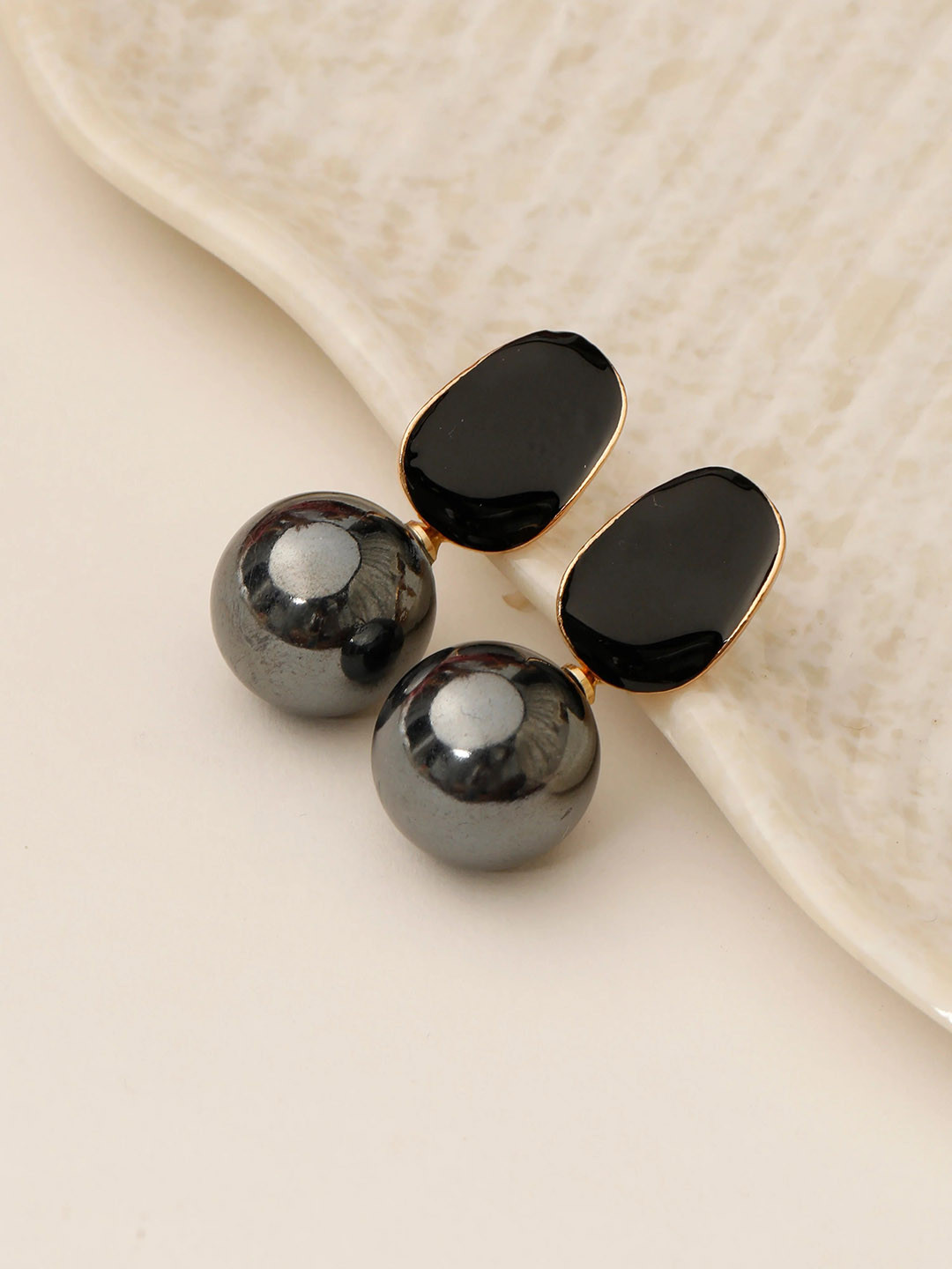 Palli Creation Gold-Plated Artificial Beads Circular Drop Earrings
