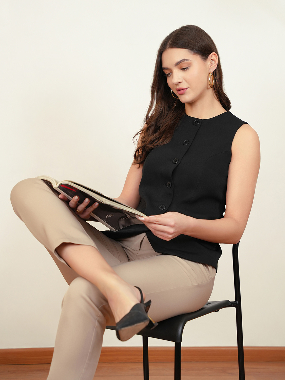 FableStreet Princess Line Waistcoat - Black