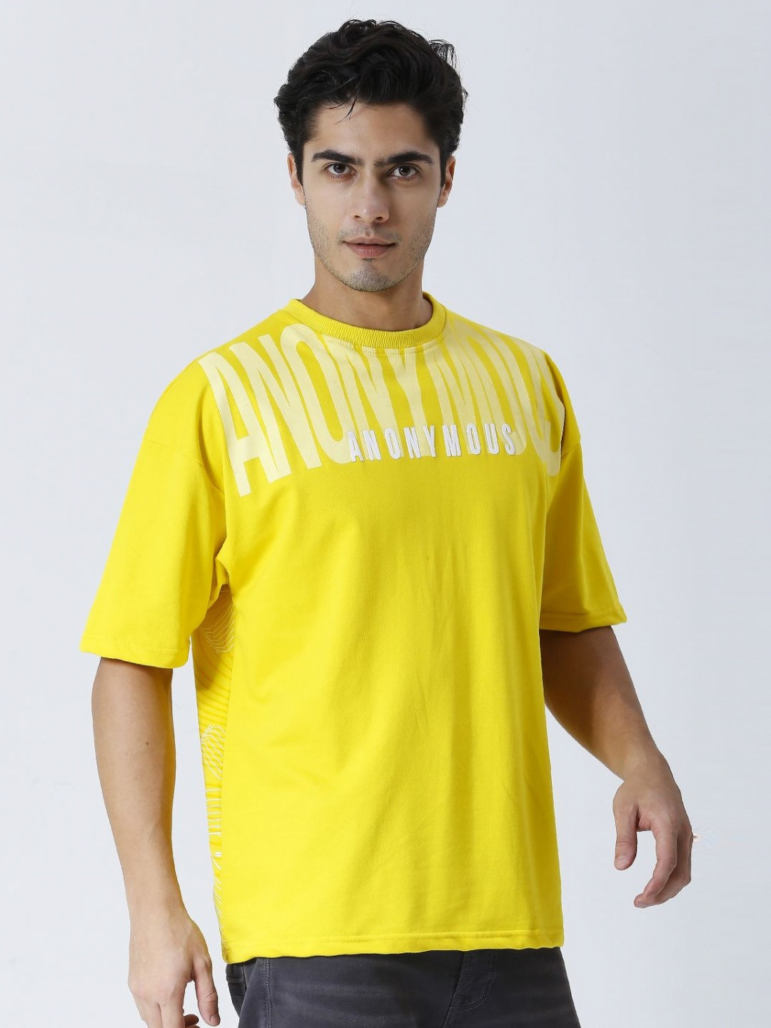 HOUSE OF RS Men Sustainable Printed Raw Edge T-shirt