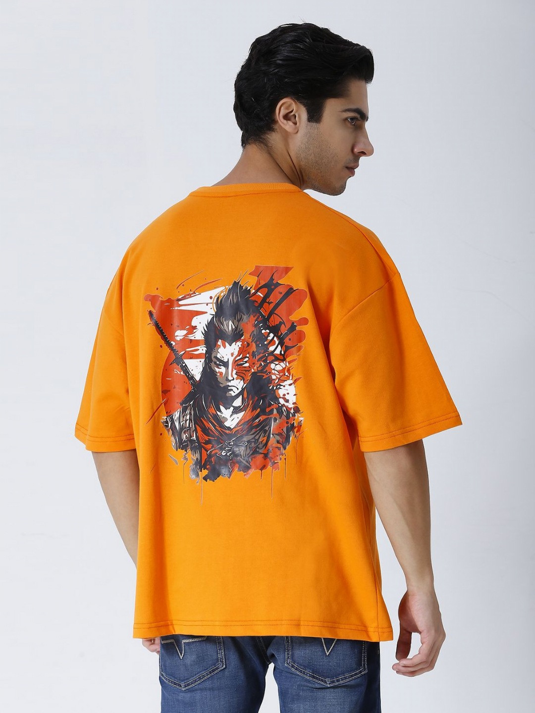 HOUSE OF RS Men Sustainable Printed Raw Edge T-shirt