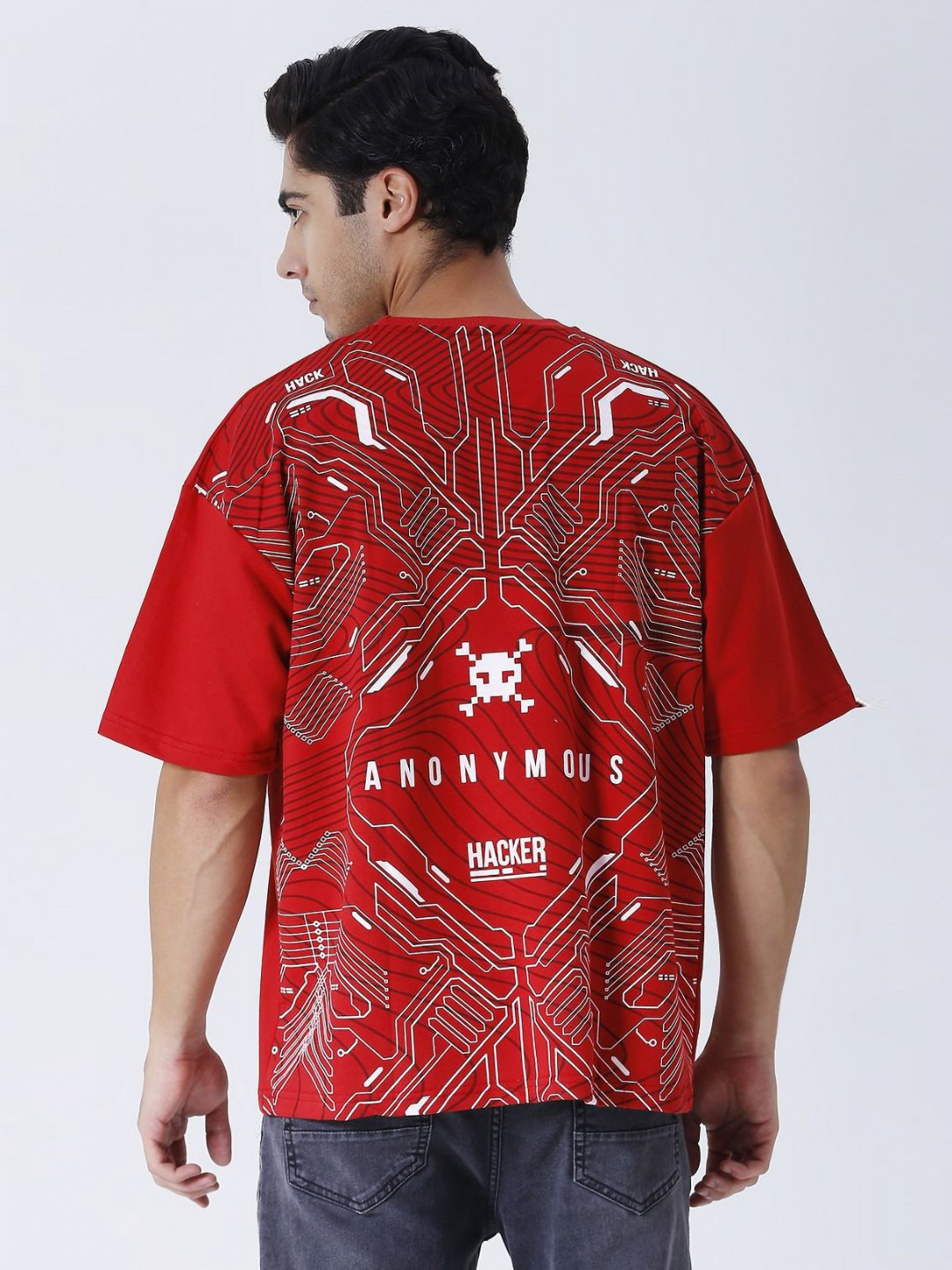 HOUSE OF RS Men Sustainable Printed Raw Edge T-shirt