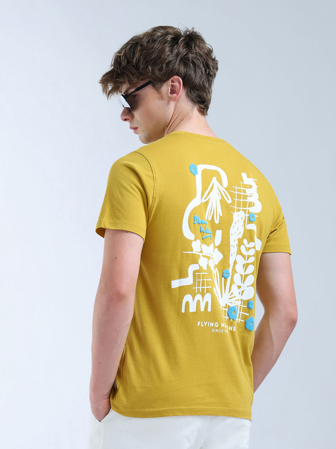 Flying Machine Graphic Printed Ribbed Crew Neck Cotton T-shirt