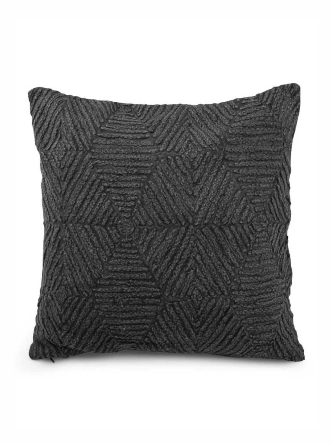 WAXWINGO Grey Abstract Cotton Lightweight Square Cushion Cover - 18 x 18 Inches