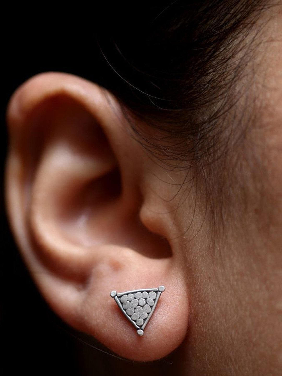 House of Aadyaa 925 Sterling Silver Triangular Shaped Oxidised Studs