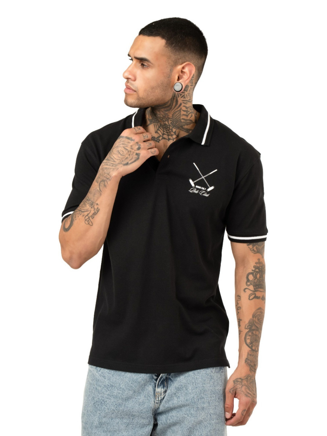 RHINO CULT Men Graphic Printed Polo Collar Cotton T-shirt