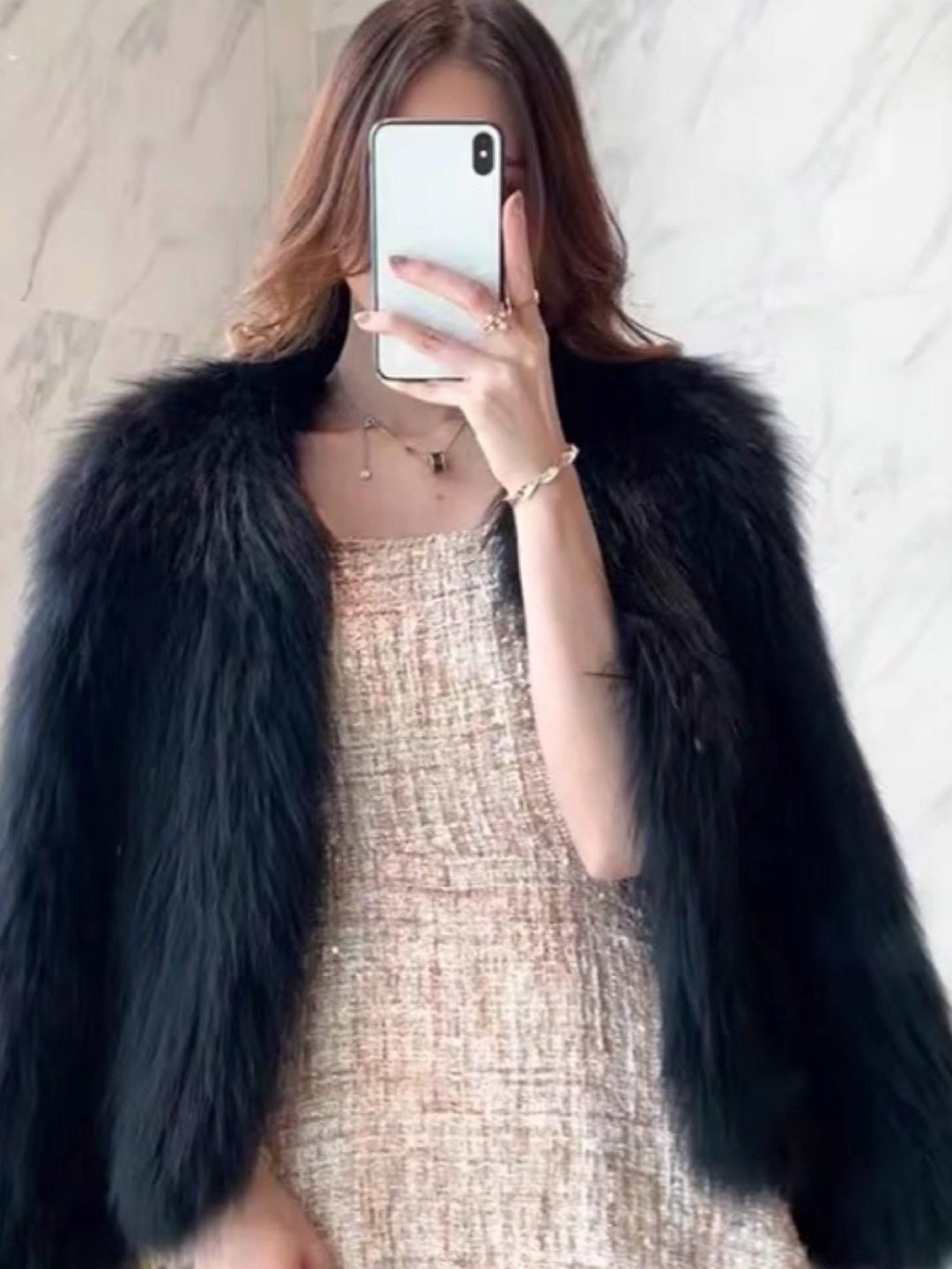 Miss Mosa By Akanksha  Women Black Tesky Luxury Fur Coats