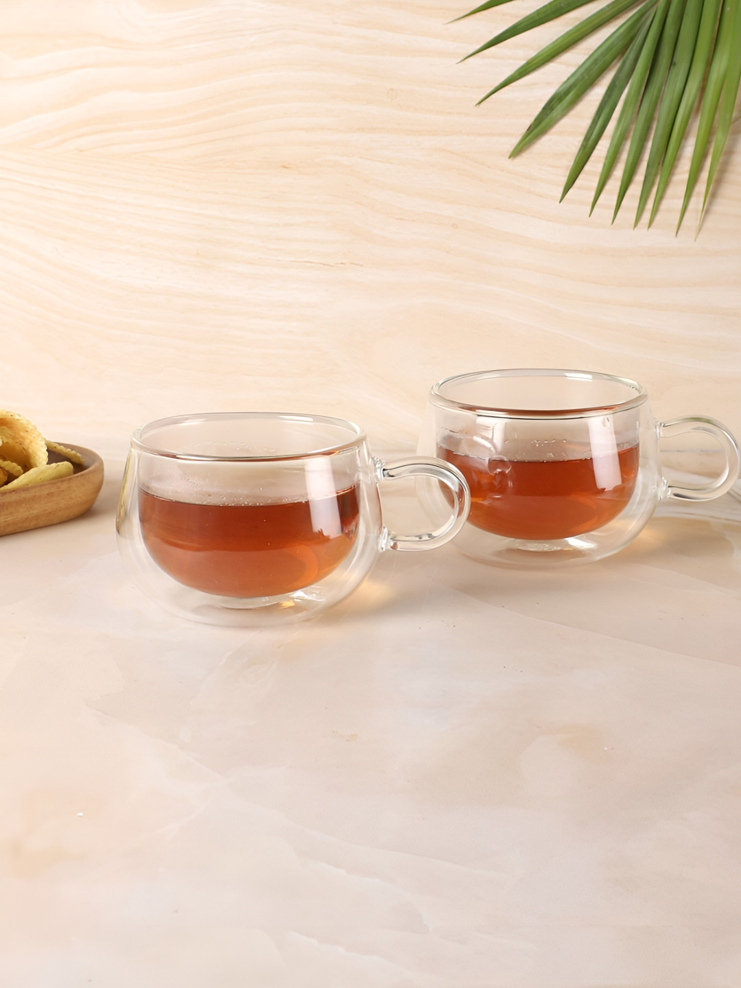 NATURALLY YOURS Carving Transparent Glass Handmade 2 Piece Cup-250ml