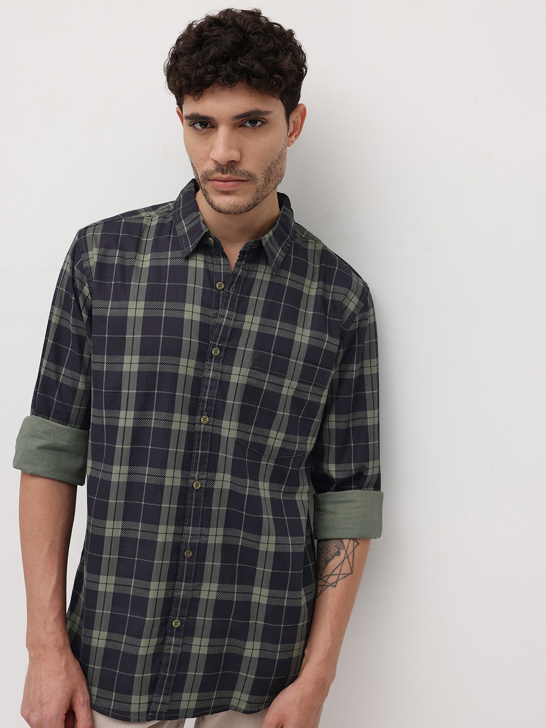 Roadster Men Grid Tattersall Checks Checked Casual Shirt