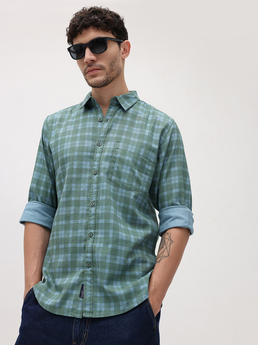 Roadster Men Grid Tattersall Checks Checked Casual Shirt