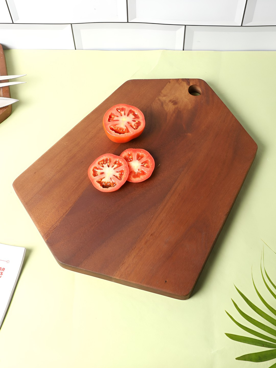 NATURALLY YOURS Brown Hexagon Shaped Wooden Chopping Board