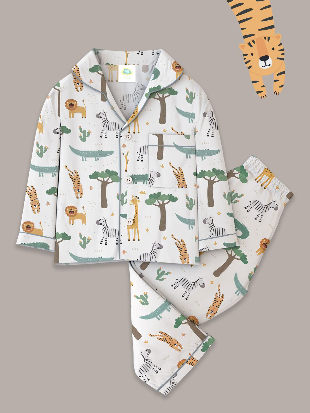 Fancy Fluff Boys Animal Printed Night suit