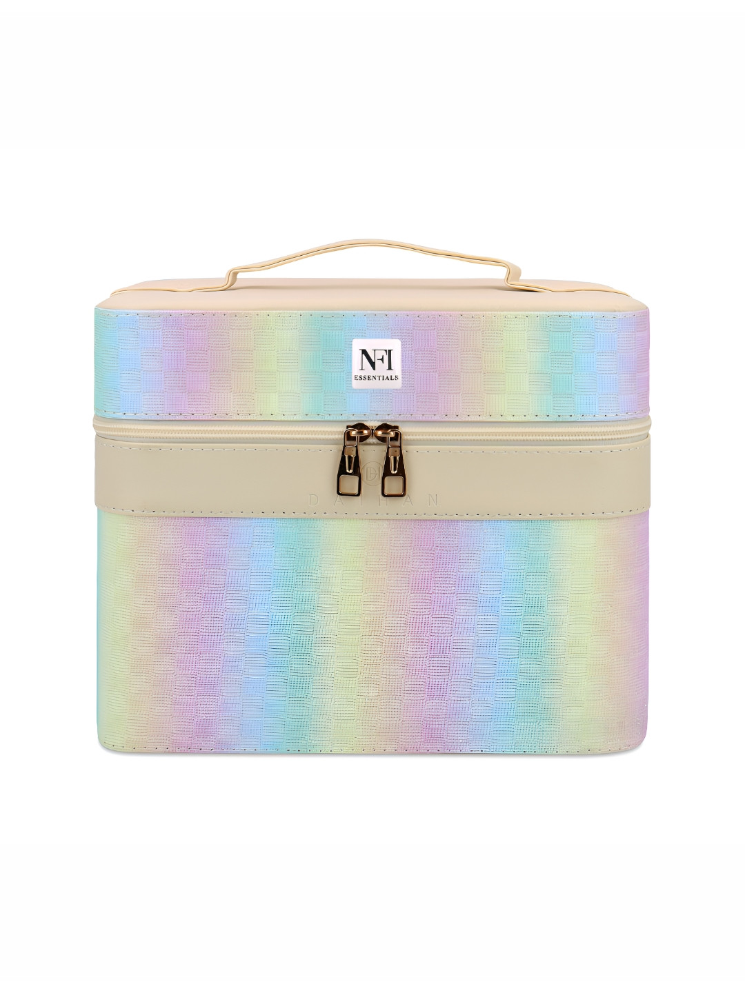 NFI essentials White & Blue Striped Makeup Cosmetic Box Organisers