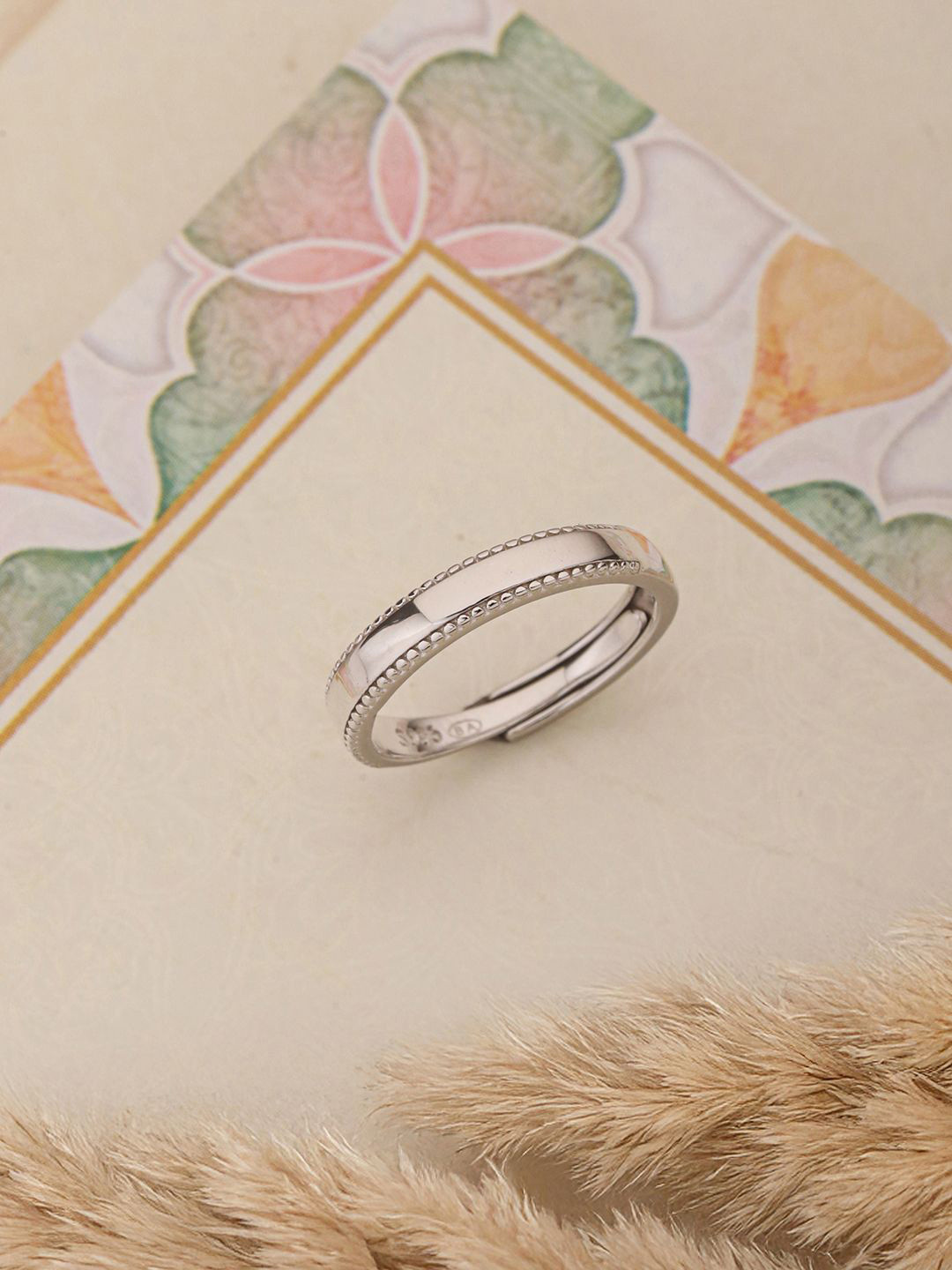 SARAF SILVERETZ 925 Sterling Silver-Plated Elegant Minimal Adjustable Band Finger Ring