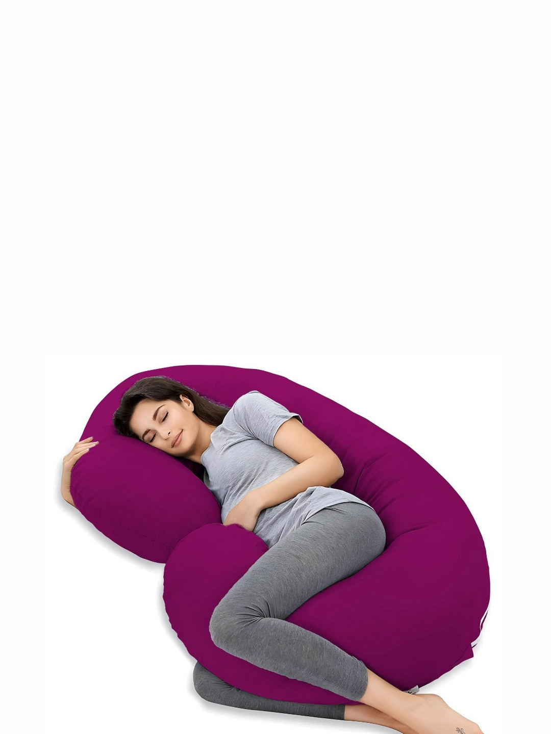 Siroki Bond Purple Solid Faux Velvet Firm Fibre Maternity Pillow-104 x 74 x 5 cm