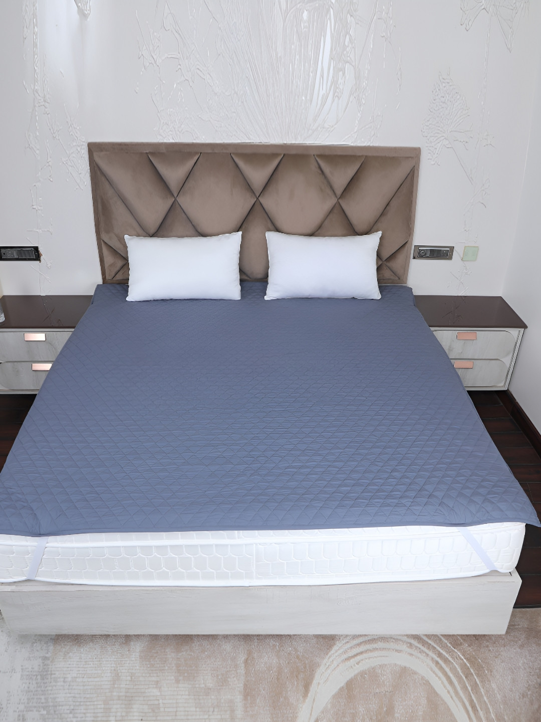 AJISH Grey Quilted Water Resistant Mattress Protector