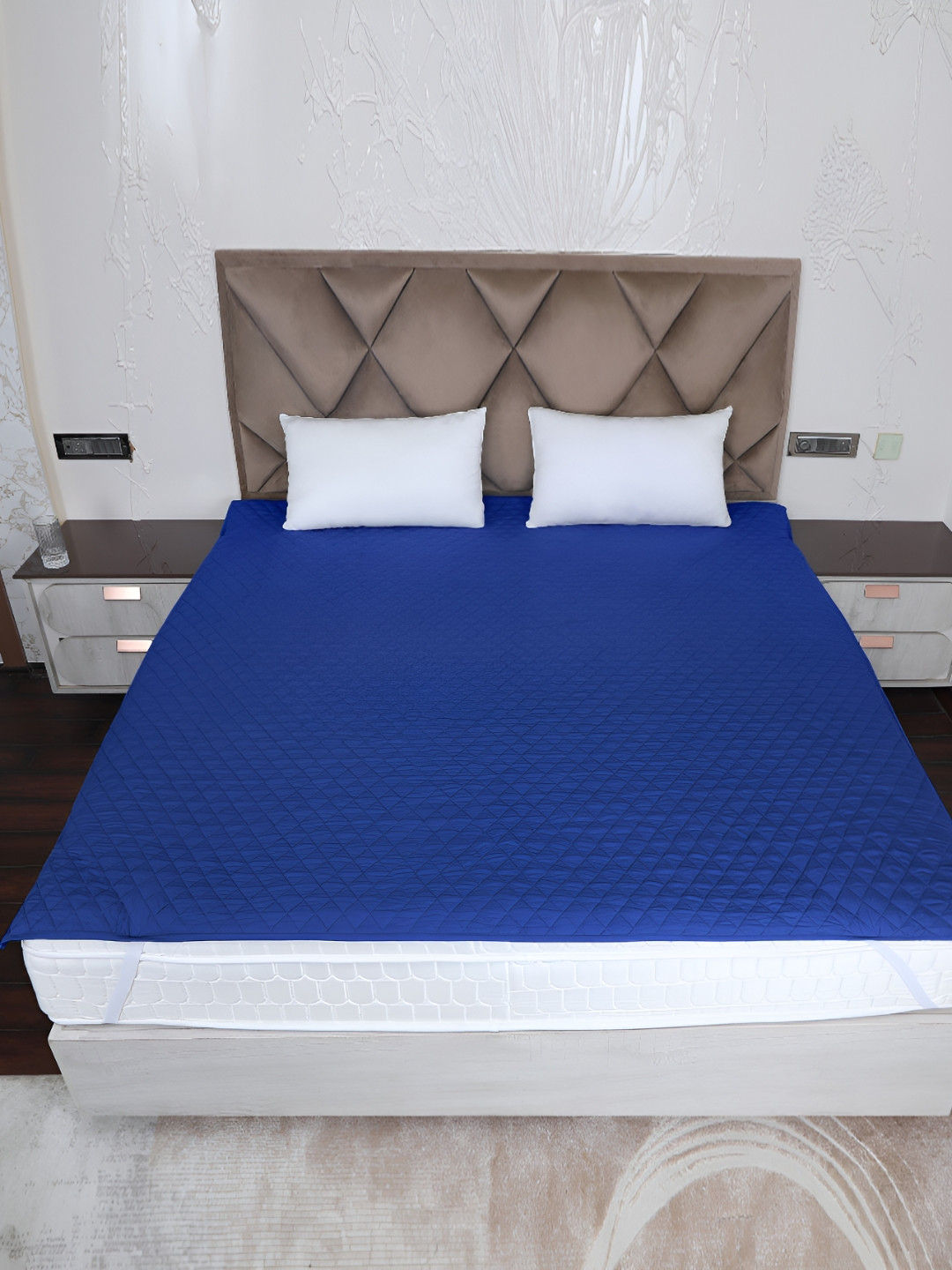 AJISH Navy Blue Queen Waterproof Mattress Protector