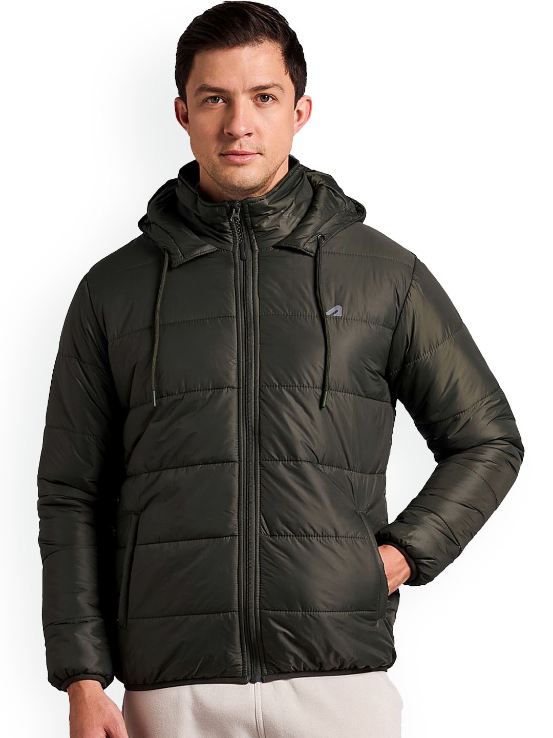 BOLDFIT Men Therma-Fit Hooded Solid Casual Padded Jacket