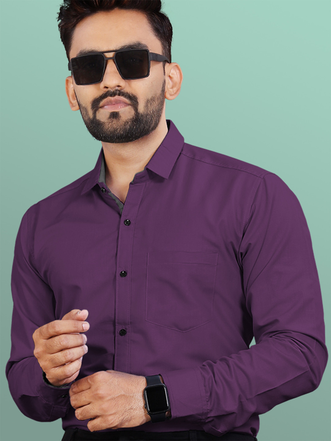 VeBNoR Men Standard Solid Spread Collar Shirt