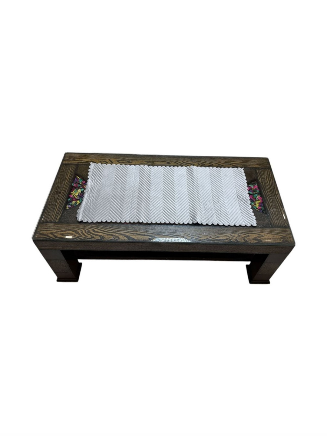 TANLOOMS Grey Textured Velvet Rectangular Table Runner