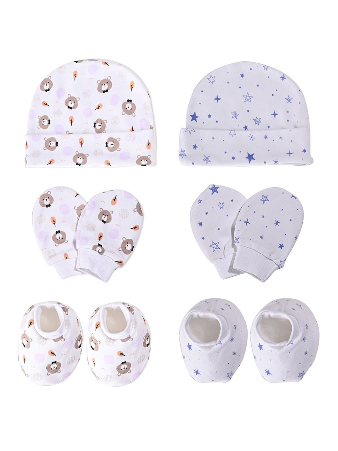 Kuber Industries 10 Pcs Cotton New Born Cap, Mittens and Booties Set