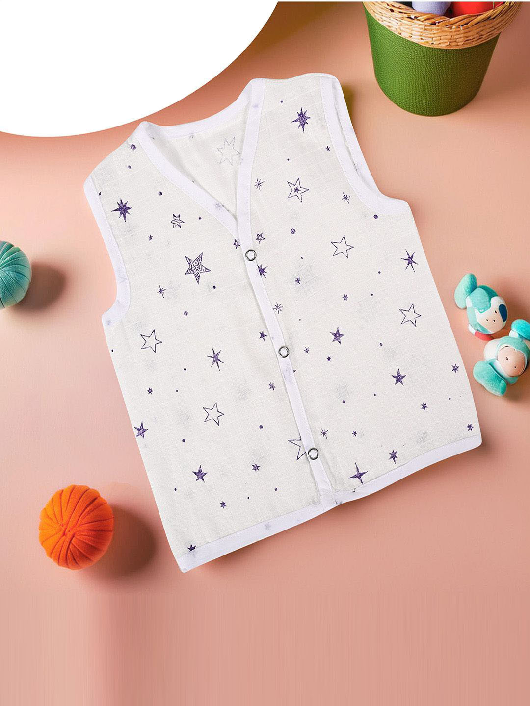 Kuber Industries Infants White Pack of 10 Cotton Tees Jhablas for New Born Baby 0-3 Months