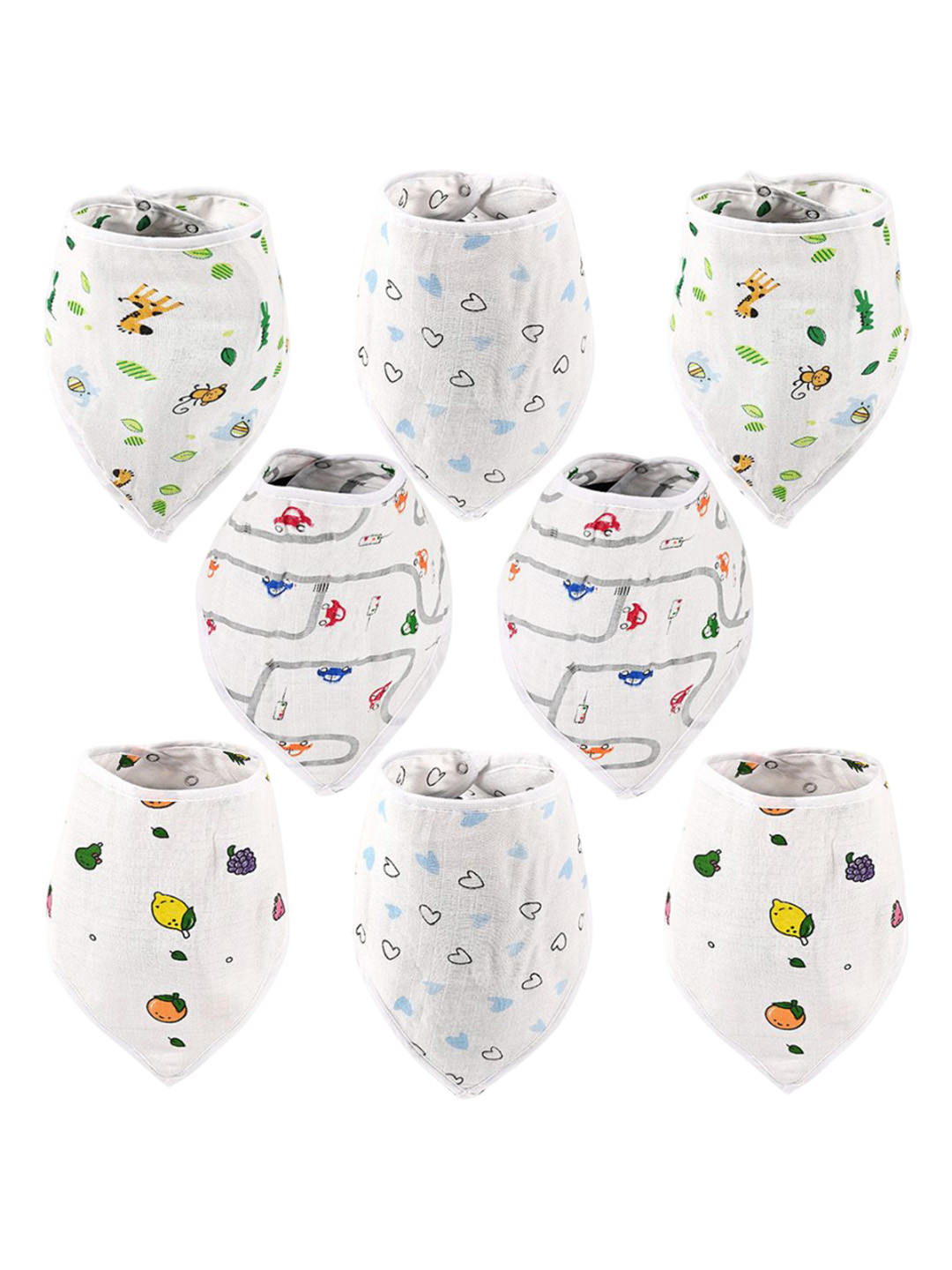 Kuber Industries Kids Pack of 8 Soft Cotton White Napkins & Bibs