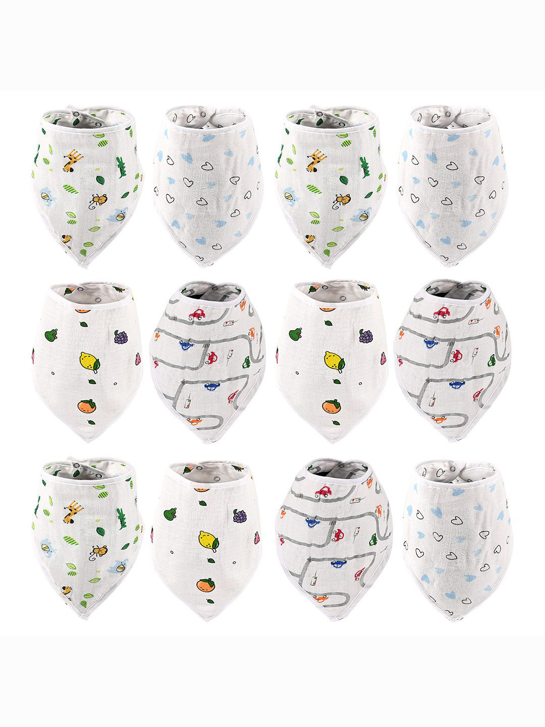 Kuber Industries Set of 12 Soft Cotton Napkins & Bibs for New Born Baby White