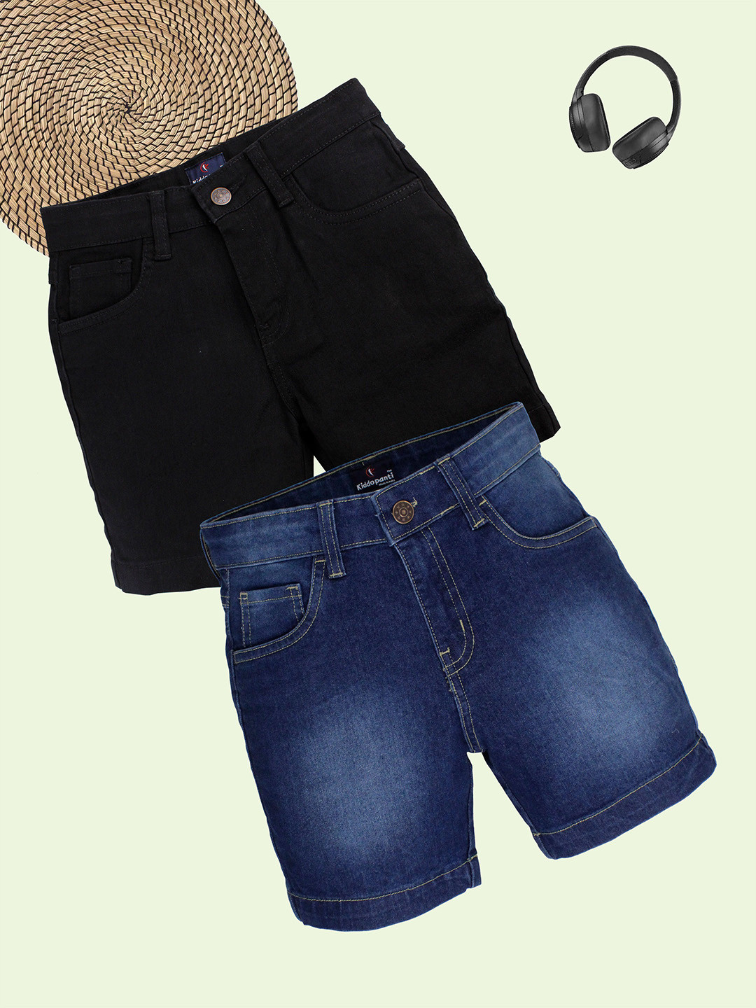 KiddoPanti Boys Pack Of 2 Denim Shorts