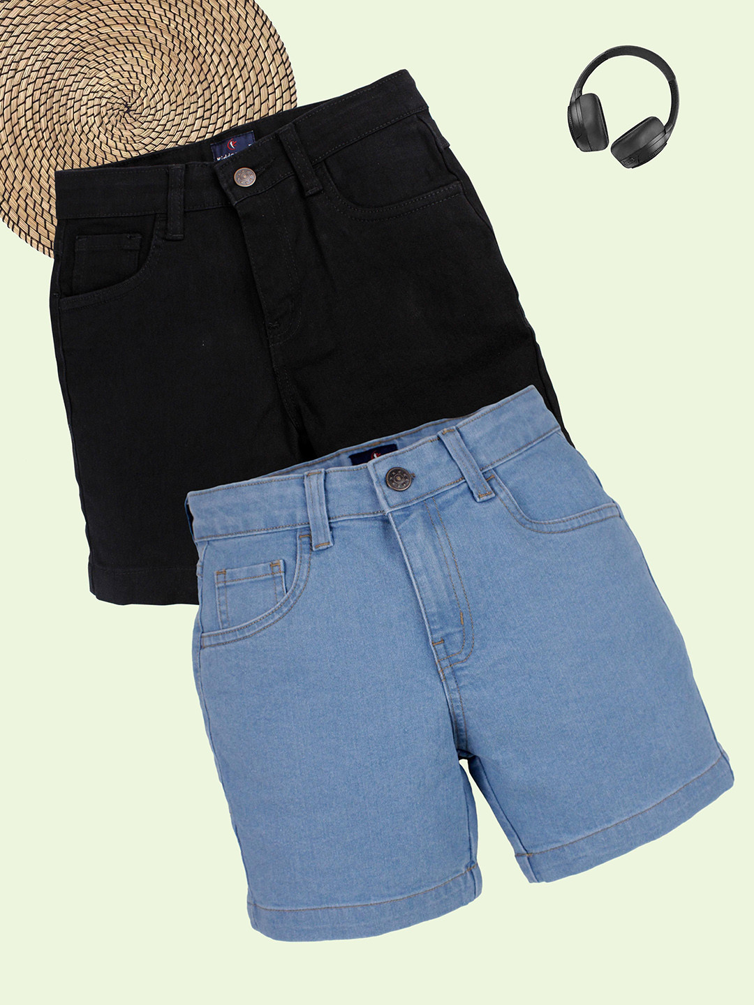 KiddoPanti Boys Pack Of 2 Denim Shorts