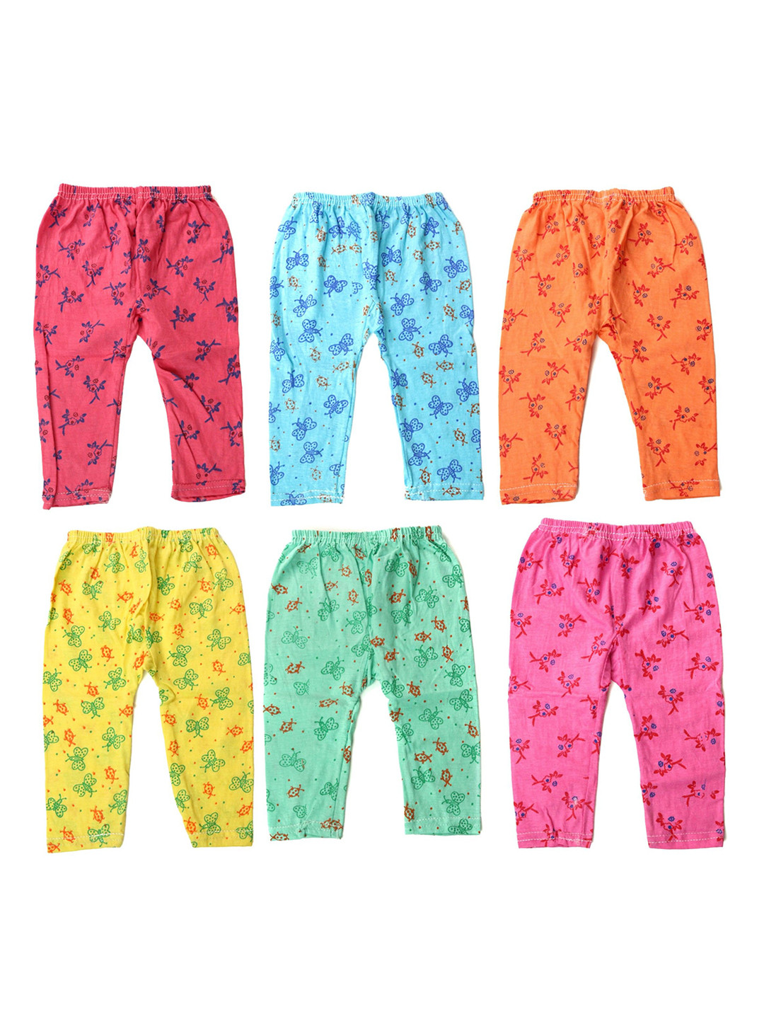 Super Clothing Kids Pack Of 6 Printed Pure Cotton Regular Fit Mid-Rise Track Pants