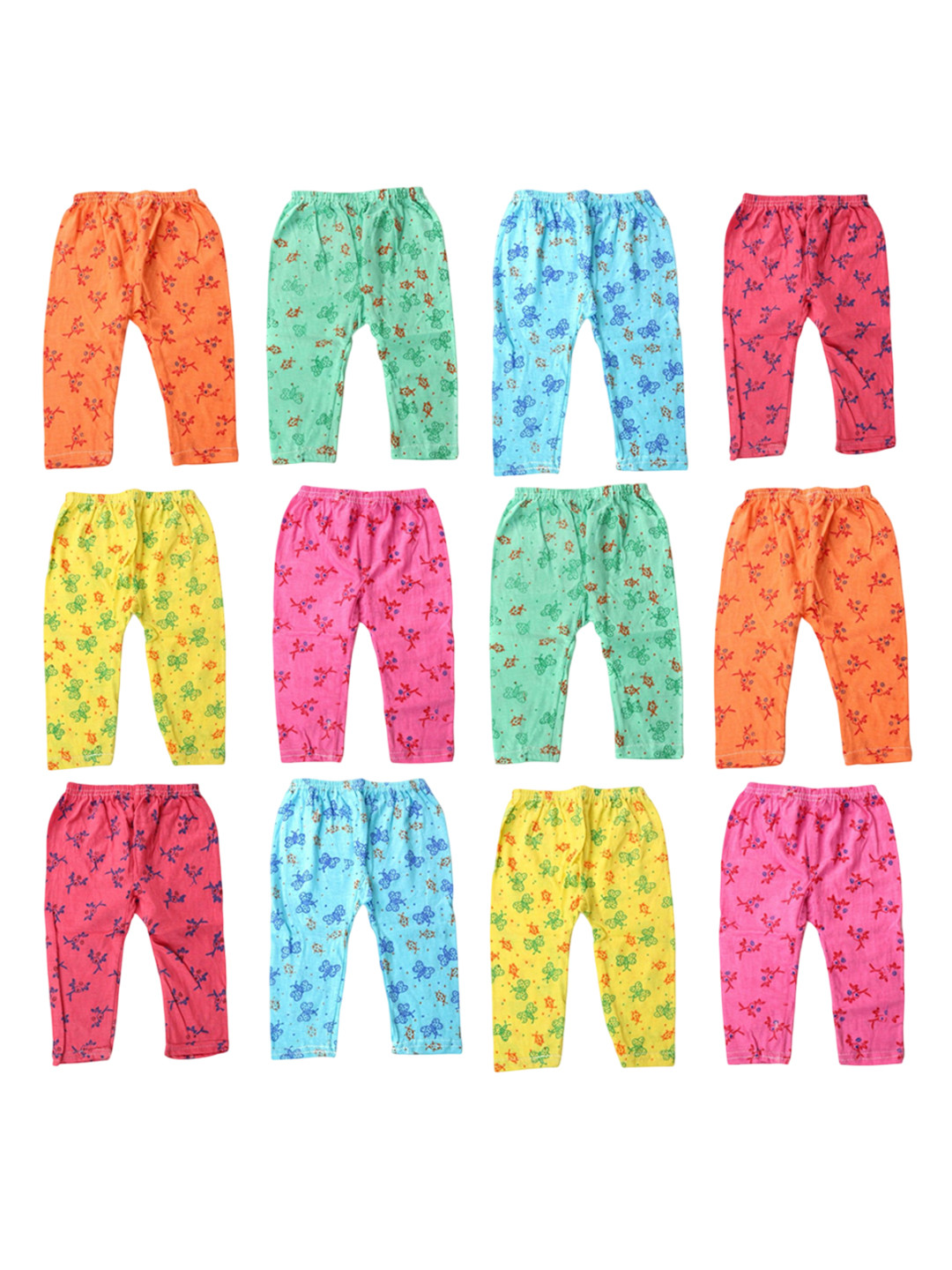 Super Clothing Kids Pack Of 12 Printed Pure Cotton Mid-Rise Track Pants