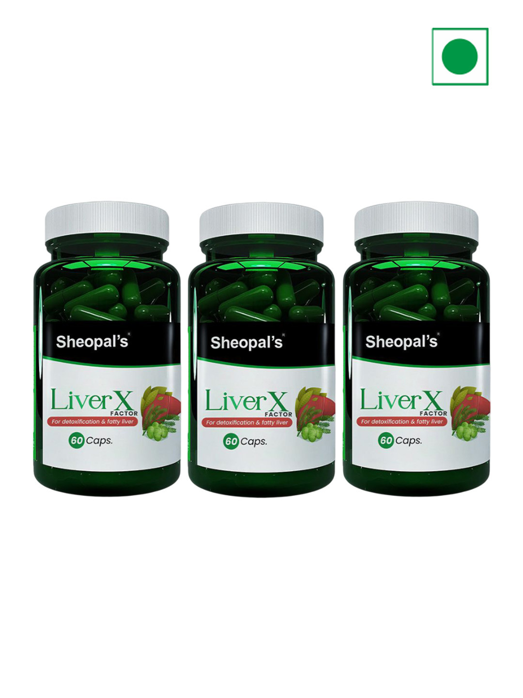 Sheopal's Set Of 3 Liver X Ayurvedic Supplement -60 Capsules Each