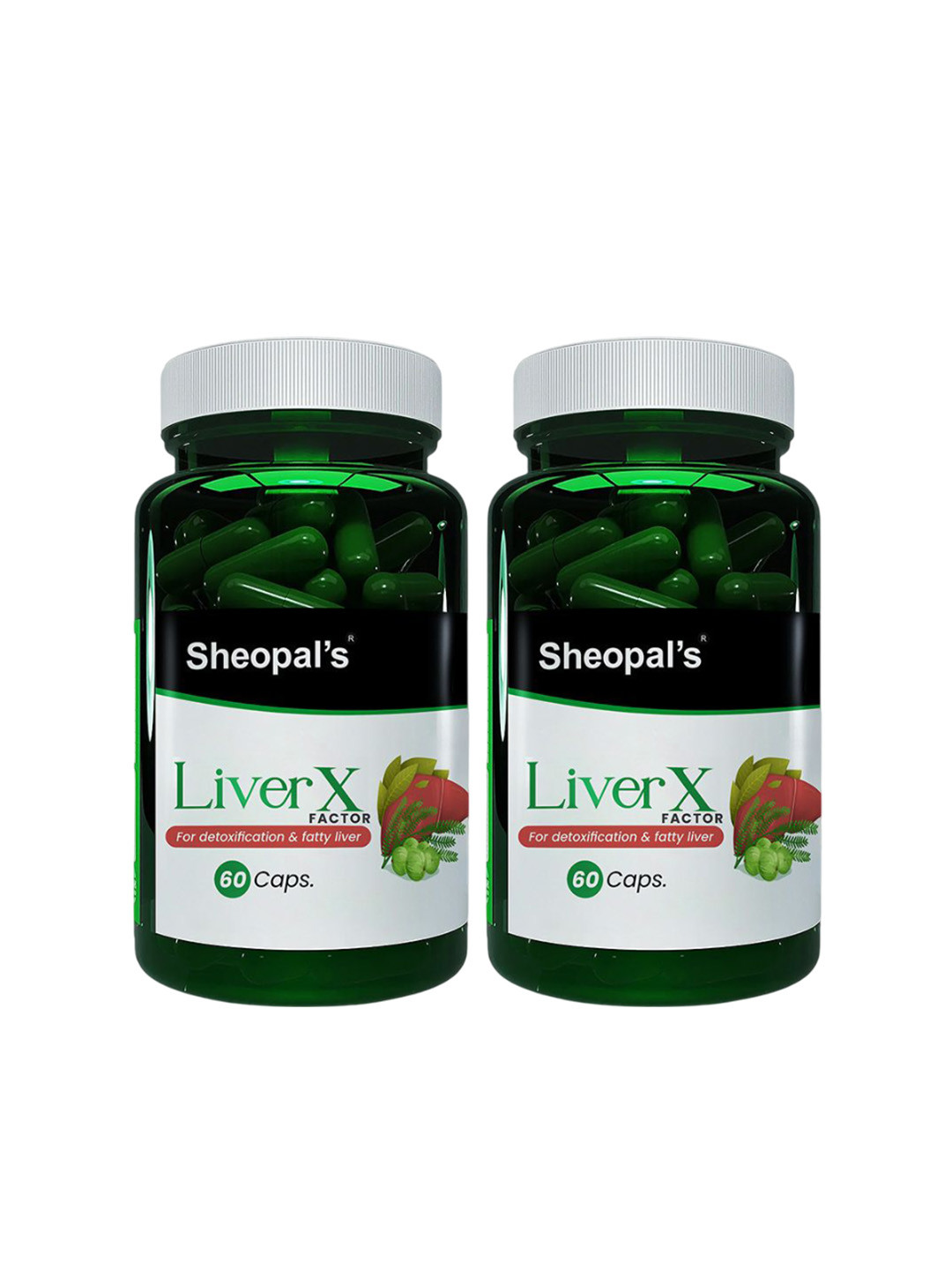 Sheopal's Set Of 2 Liver X Ayurvedic Supplement For Liver Detox Fatty Liver -60 Capsules