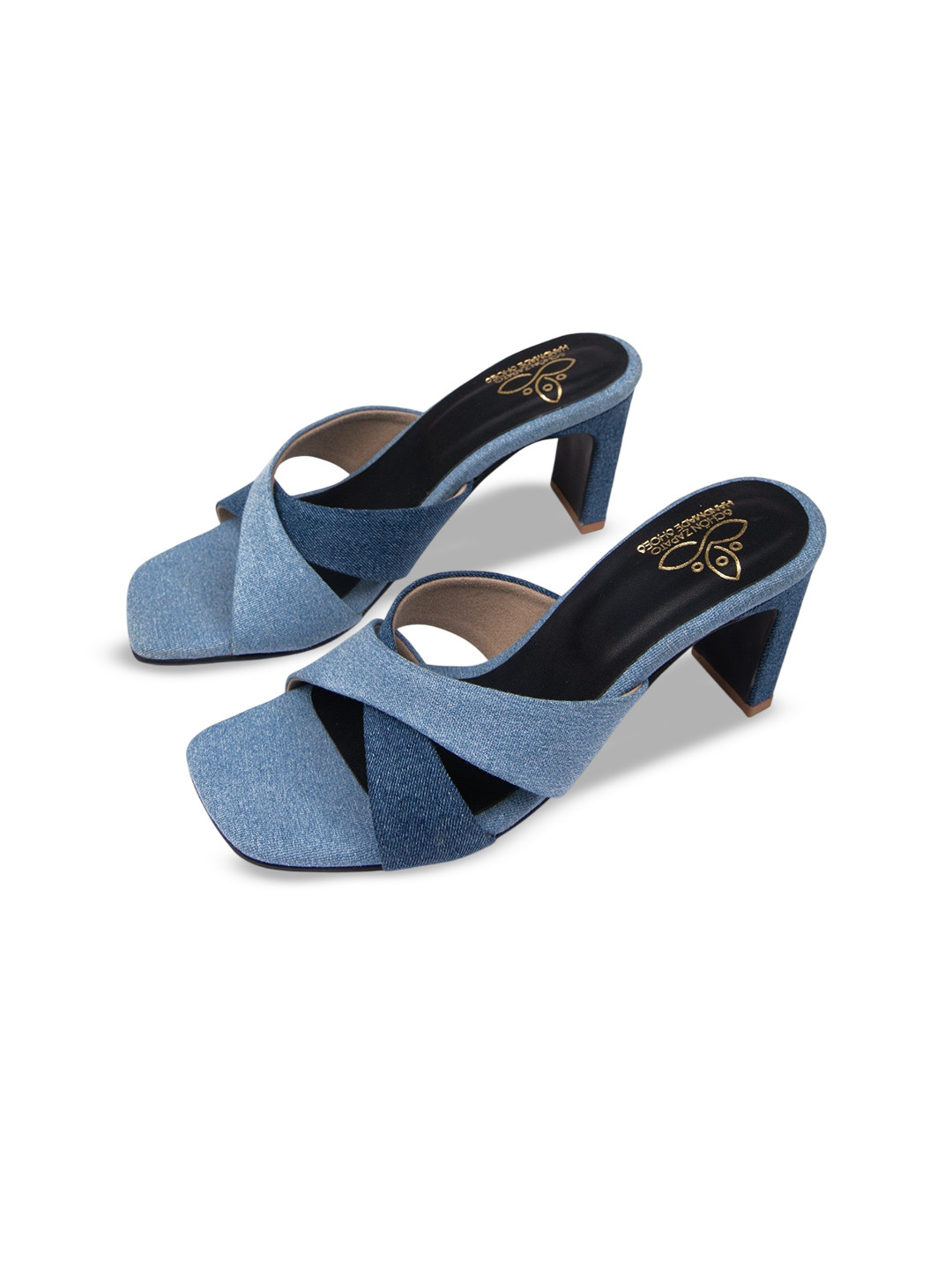 Schon Zapato Women Denim Criss Cross Sandals