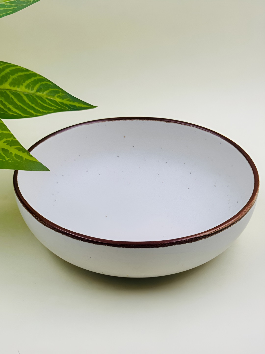 Lupaava White and Black Matte Ceramic Microwave Safe Serving Bowl 700 ml