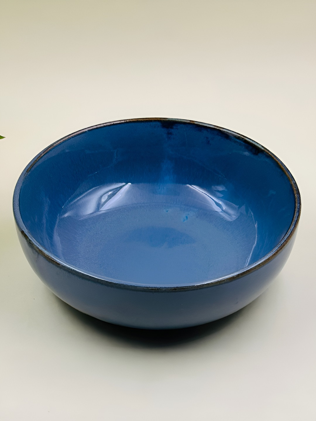 Lupaava Blue and Black Glossy Ceramic Microwave Safe Serving Bowl 700 ml