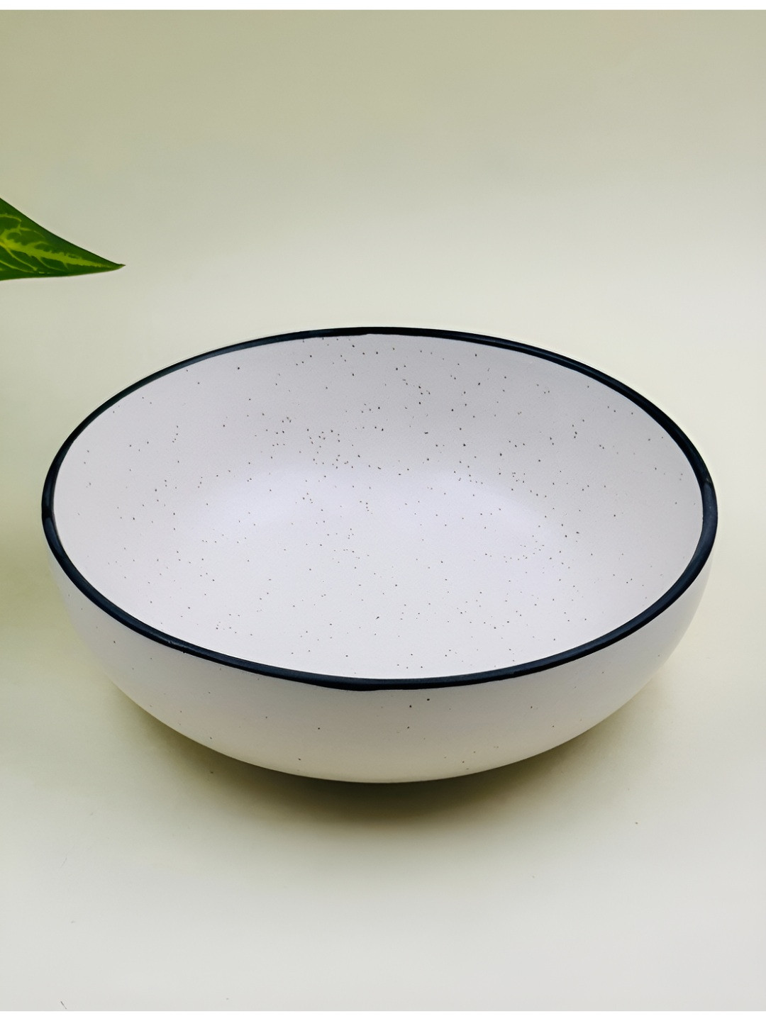 Lupaava White and Black Ceramic Matte Microwave Safe Serving Bowl 700 ml