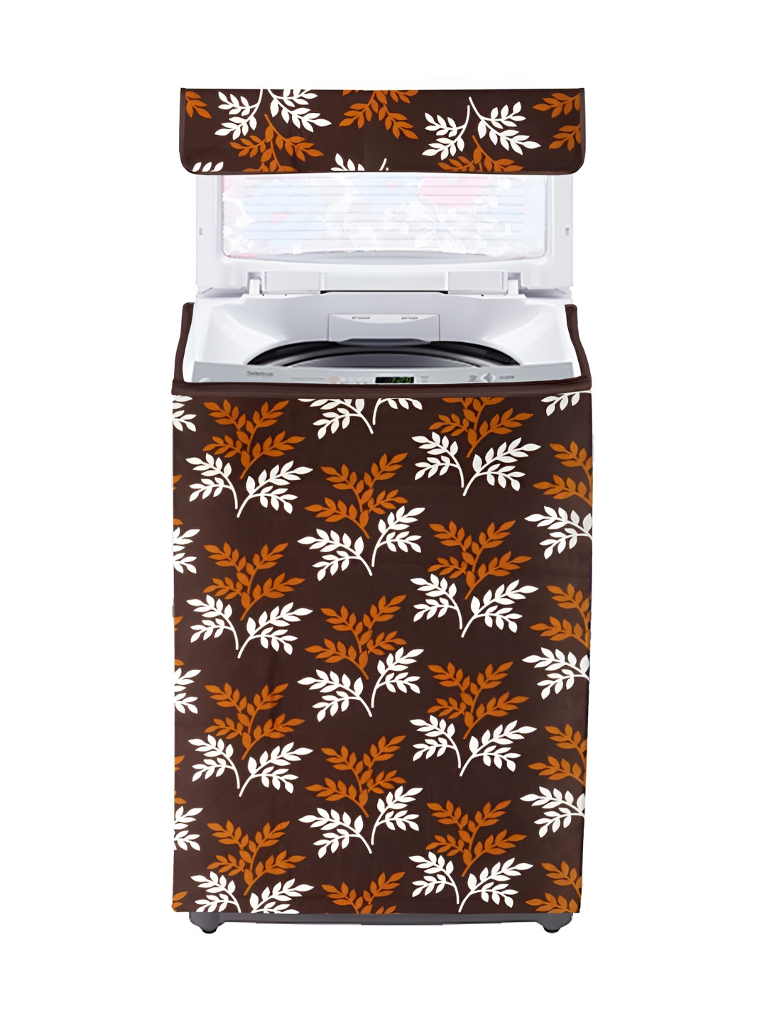 Dakshya Industries Brown & Cream Printed Washing Machine Cover