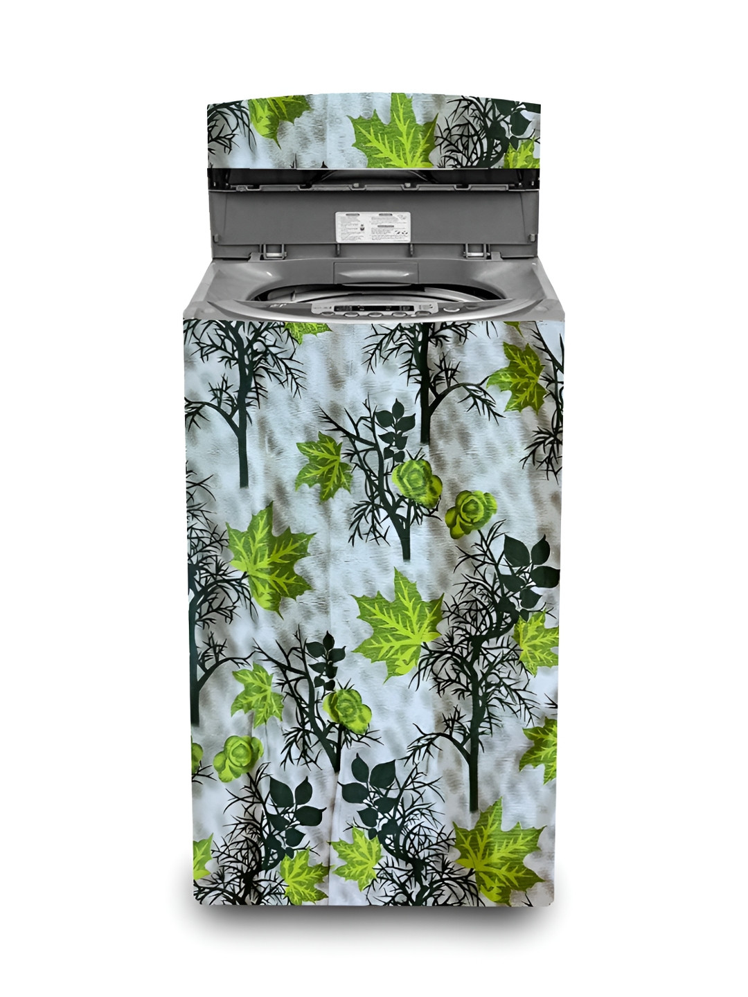Dakshya Industries Green & Grey Printed Washing Machine Cover