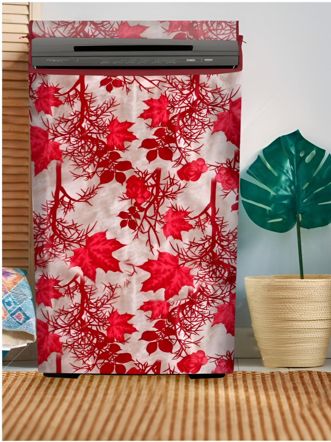 Dakshya Industries Maroon & Cream Printed Washing Machine Cover