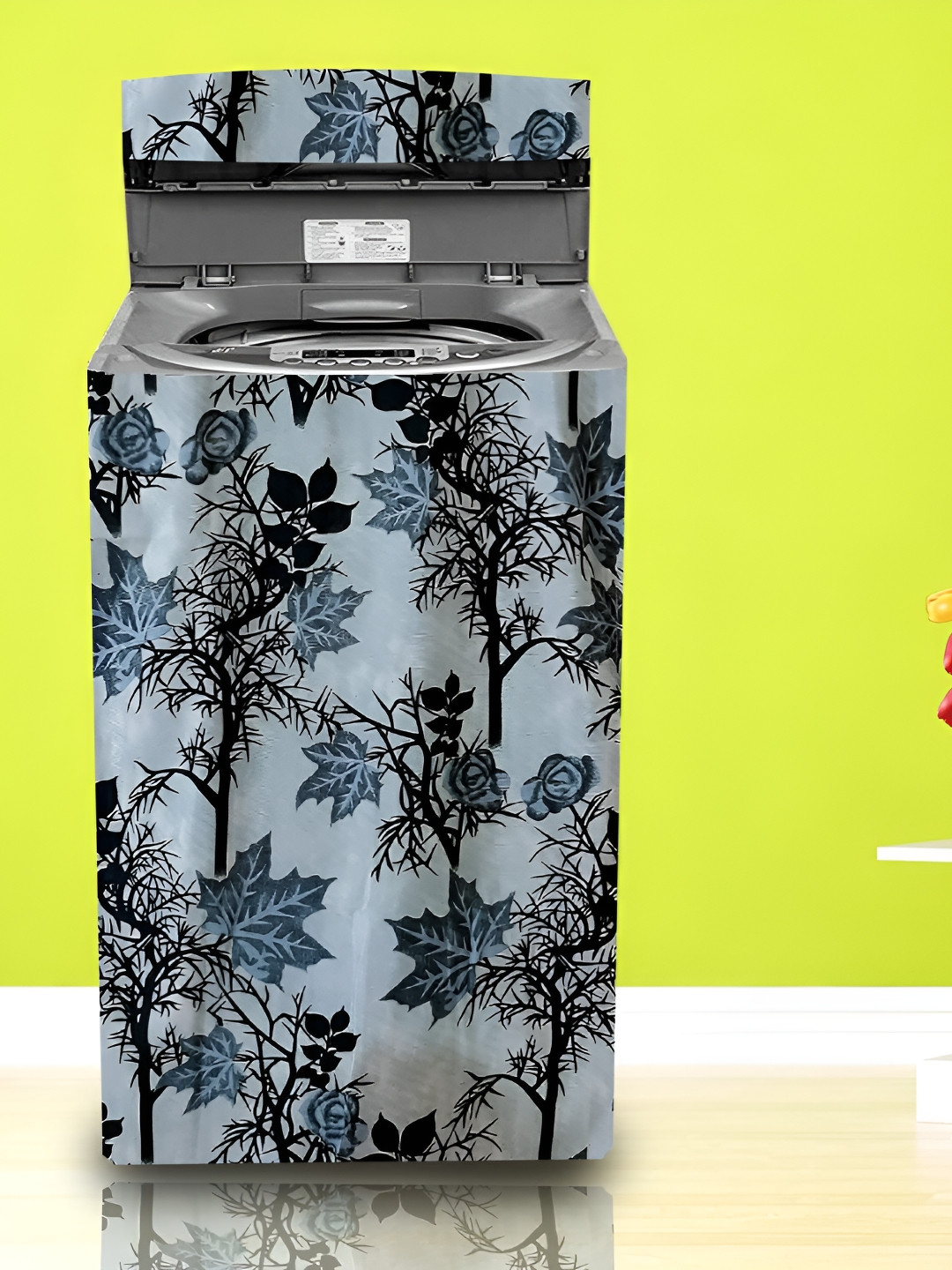 Dakshya Industries Black & Grey Printed Washing MachineCover