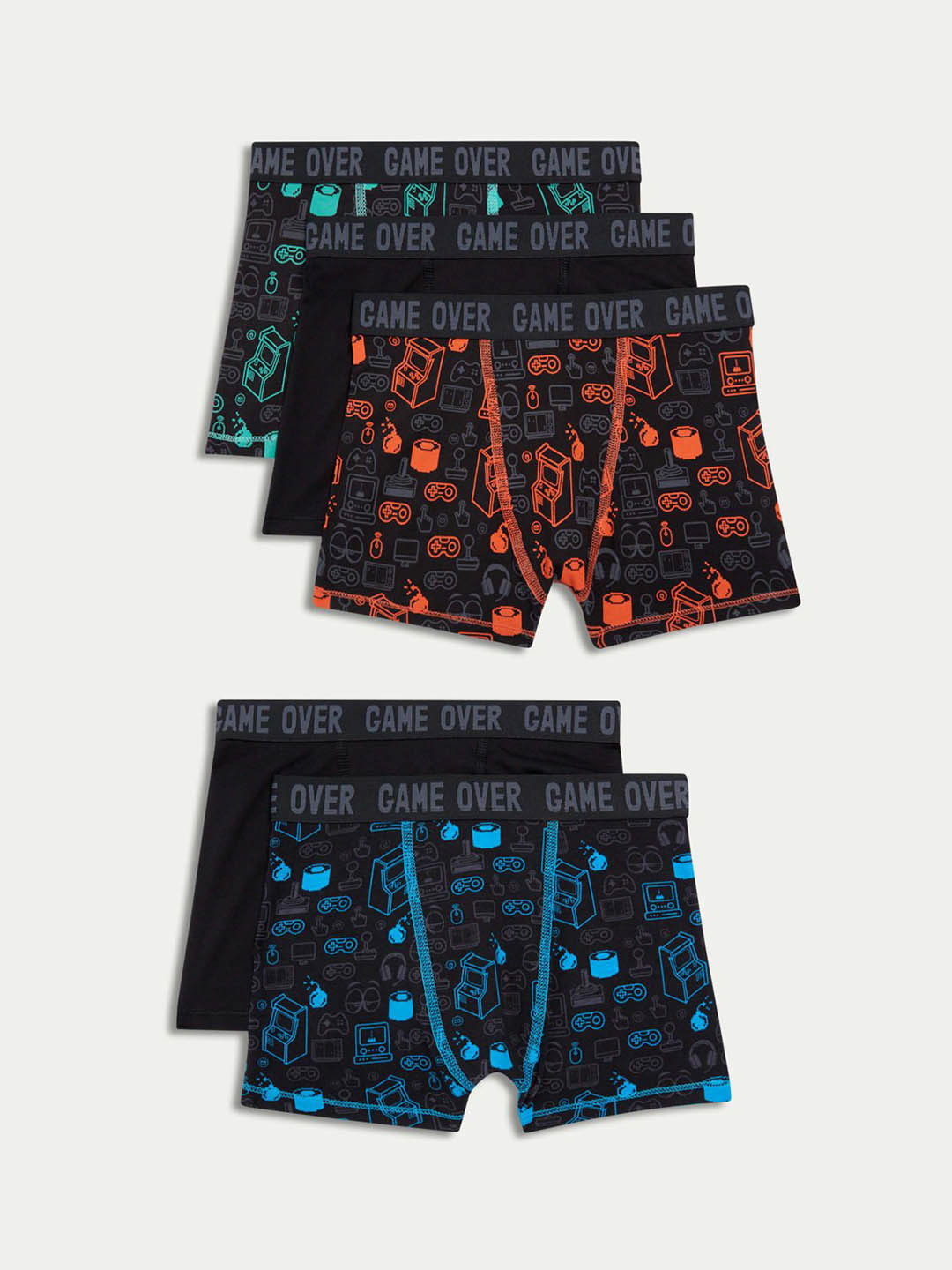 Marks & Spencer Boys Pack Of 10 Mid Rise Trunks T715842DBLACK MIX