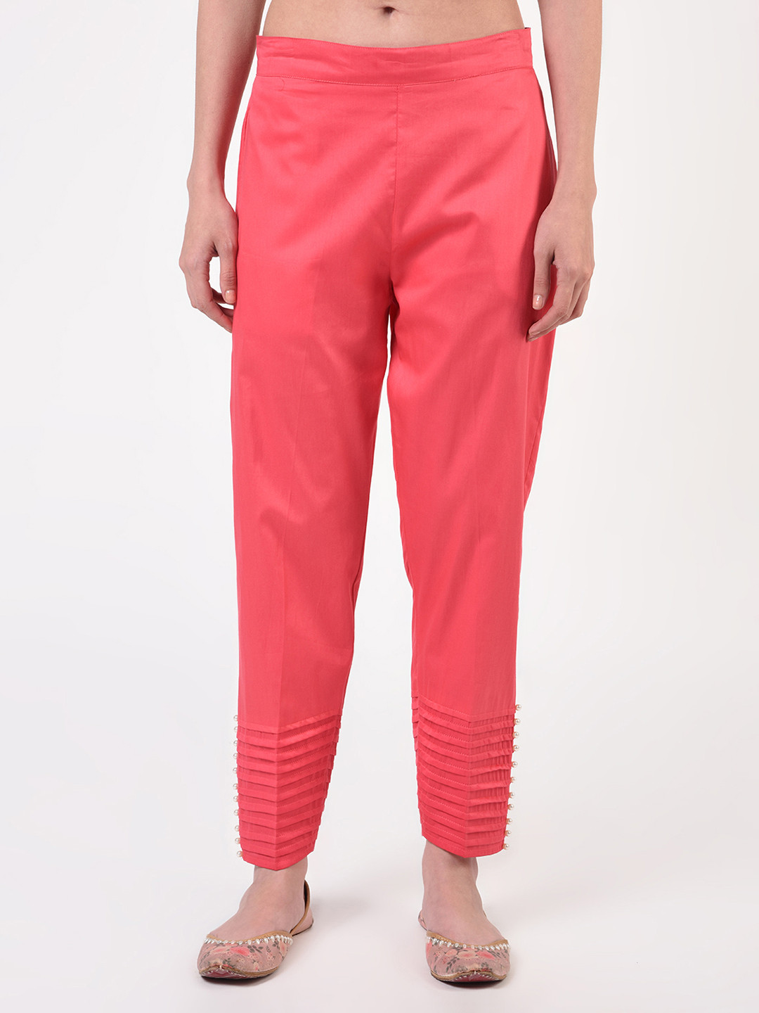 FLOREOS Women Pure Cotton Cigarette Trousers
