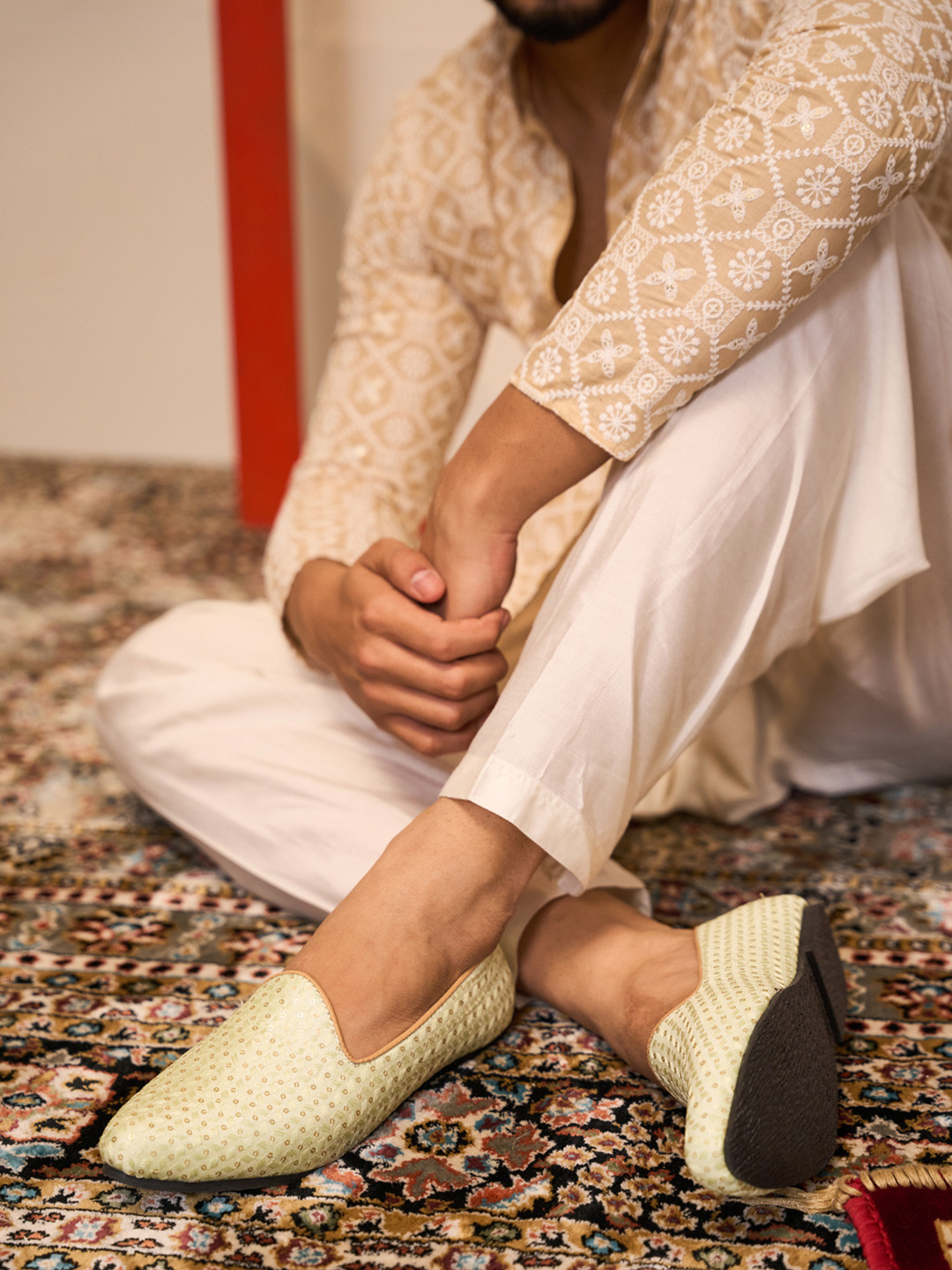 FAUSTO Men Lightweight Embroidery Sequin Mojaris