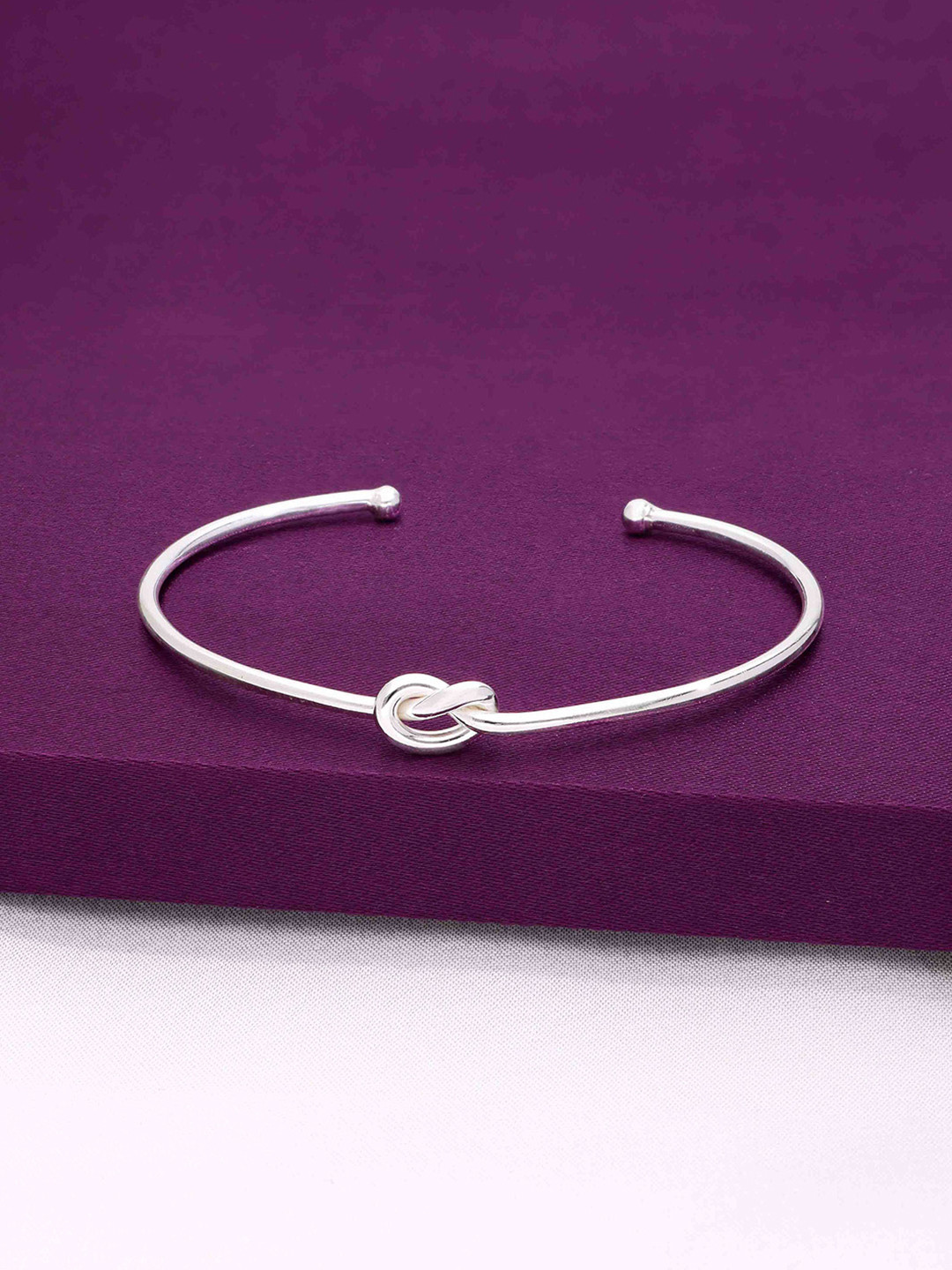 KAI JEWEL 925 Sterling Silver Rhodium-Plated Shimmering Slipknot Cuff Bracelet